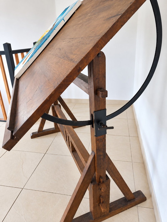 Oude Notenhouten Architectentafel – Groot Verstelbaar Model – Ambachtelijk Meubel – Bureau, Wood (photo 3 of 6)