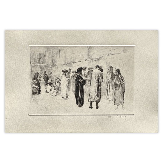 Image 1 of Henri LE RICHE Jeruzalem - Le Mur des Lamentations II Gesigneerde ets 1980