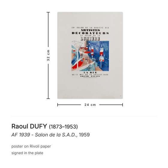 Image 1 of Raoul DUFY AF 1939 - Salon de la S.A.D. poster 1959