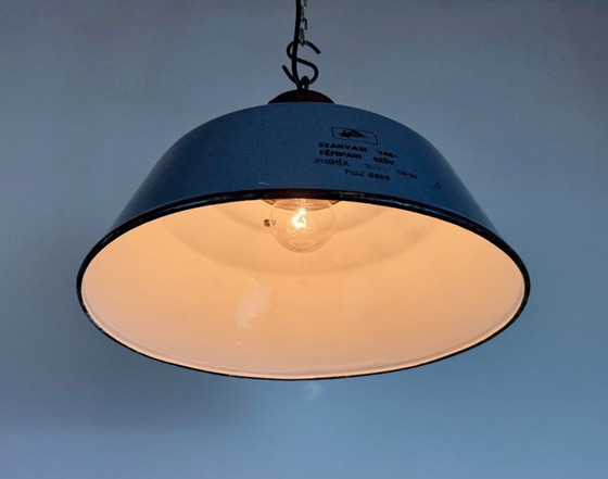 Image 1 of Industriële hanglamp van grijs emaille en gietijzer, jaren 60