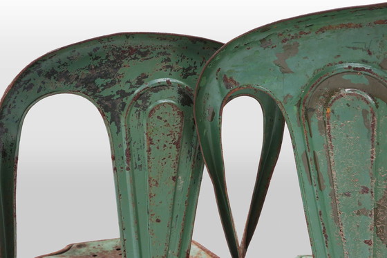 Image 1 of Set of 4 Vintage Green Model A Chairs from Tolix, France, 1950s