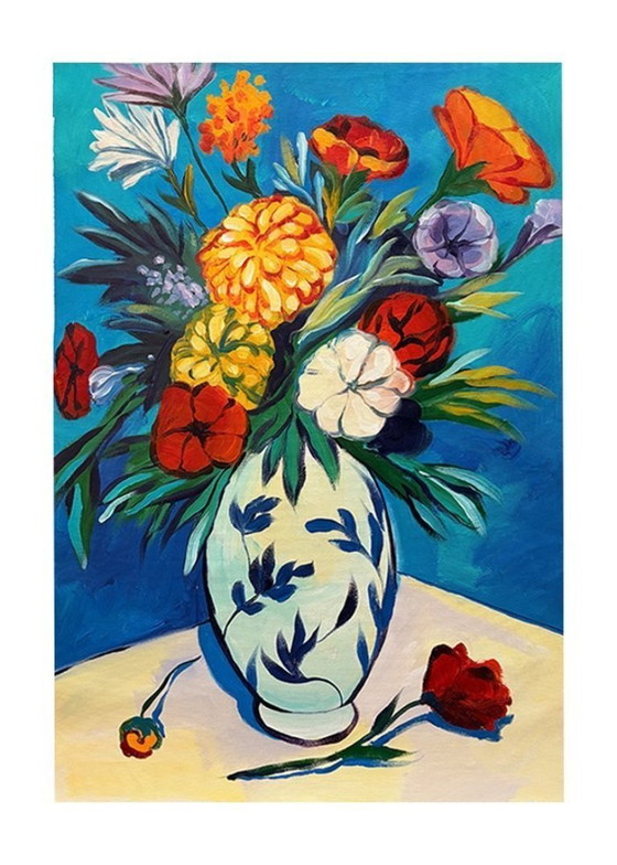 Image 1 of Acrylic painting by the artist E. García "Flores de campo" 100x70 cm