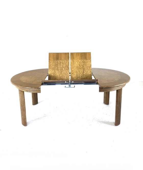 Image 1 of Vintage wortenoten verlengbare eettafel, Italië ‘70