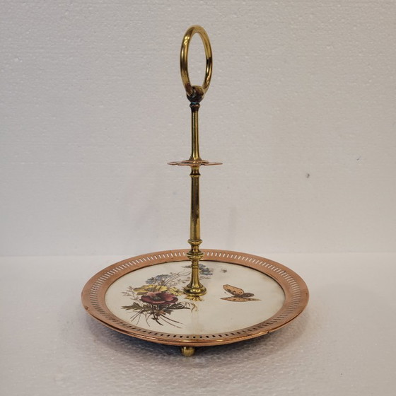 Image 1 of Servitrice muta o étagère, bronzo e porcellana, anni '50 - Francia