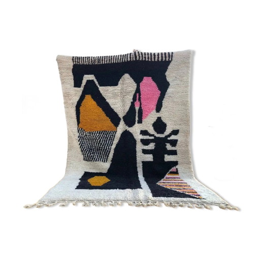 Tappeto marocchino fatto a mano, lana naturale, 2,5x1,5 m.