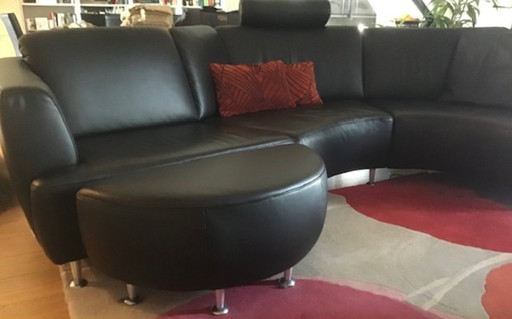 Divertido sofá de cuero negro de FM Muster