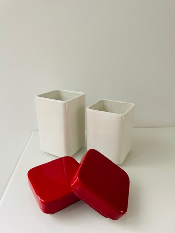 Image 1 of Ensemble de 2 bocaux de rangement vintage de design italien