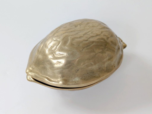 Schiaccianoci in ottone e noce di metà secolo | Decorazione natalizia in ottone massiccio