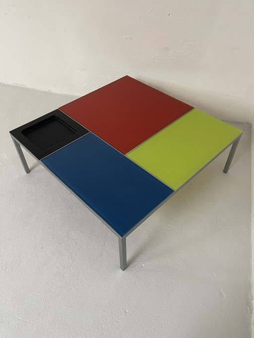 Tableau Mondrian Ciacci vintage en Italie vers 1980. – salontafels, Glass, Metal