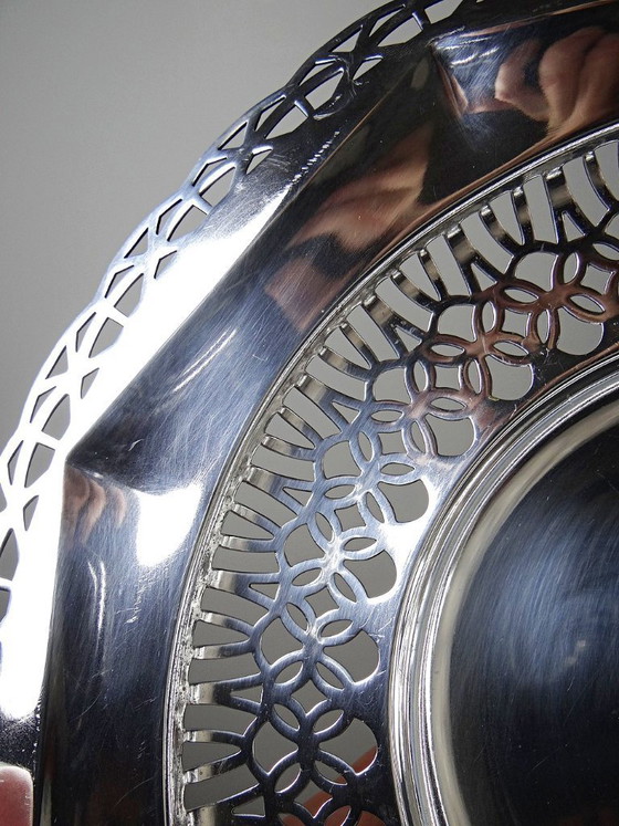 Image 1 of Large openwork bowl on a silver-plated metal stand, made by Dechamps Frères silversmiths