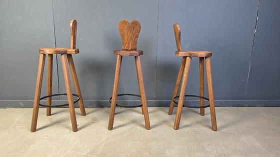 Image 1 of Vintage brutalist bar stools, 1960s- set of 3