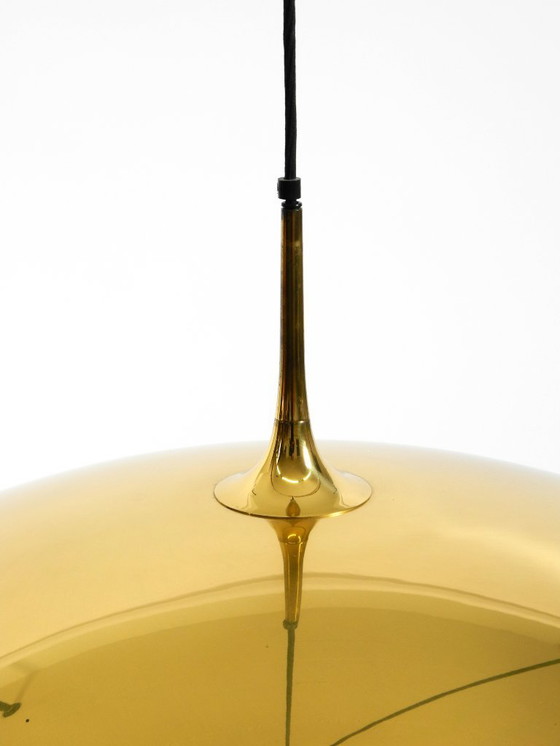 Image 1 of Grande lampada a sospensione originale Florian Schulz Onos 55 in ottone degli anni '80 con sistema di carrucole regolabile