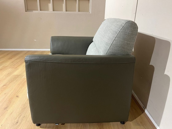 Image 1 of Montel Mondi Fauteuil - Groen - Grijs - Leer - Stof - Showroommodel