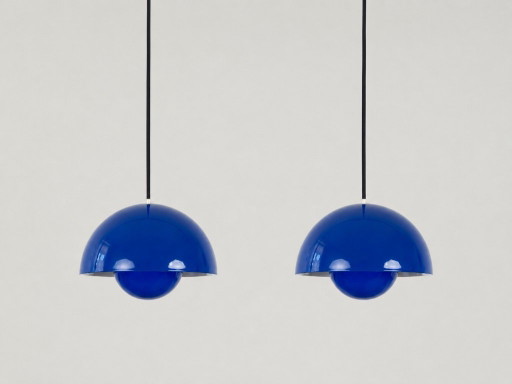 Set van 2 Deense vintage bloempotlampen van Verner Panton, Louis Poulsen, 1968 – hanglampen, Other