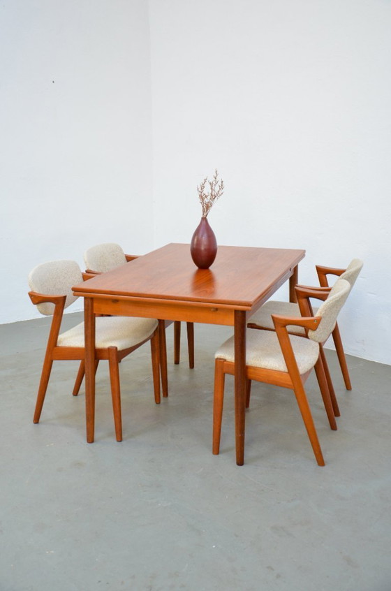 Image 1 of Vintage dining table, kitchen table, teak, mid-century, 60s/70s, extendable, retro