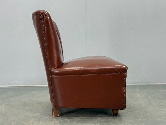 Image 1 of Sillón italiano de cuero sintético de mediados de siglo de la década de 1950