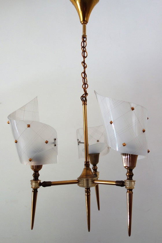 Image 1 of Lampadario vintage rockabilly a 3 luci degli anni '50.