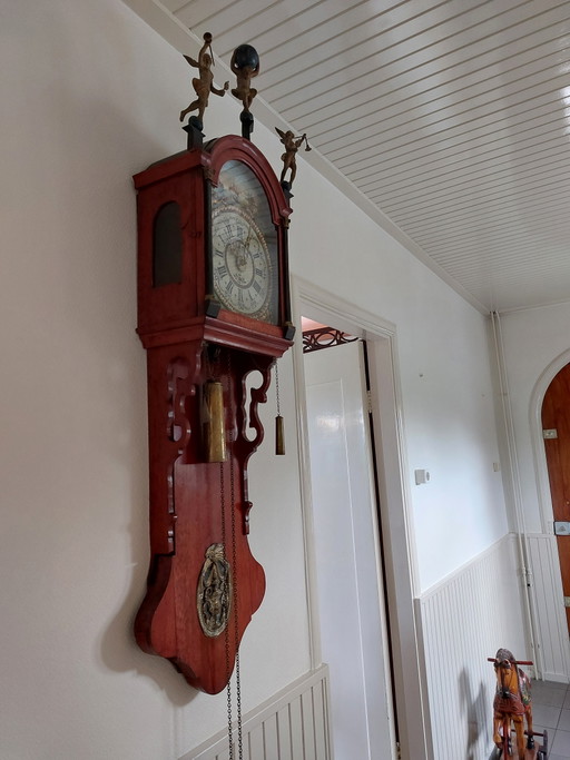 Antike friesische Standuhr, wunderschöne Handwerkskunst – klokken, Wood