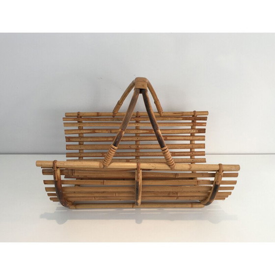 Image 1 of Vintage rattan firewood holder, 1970