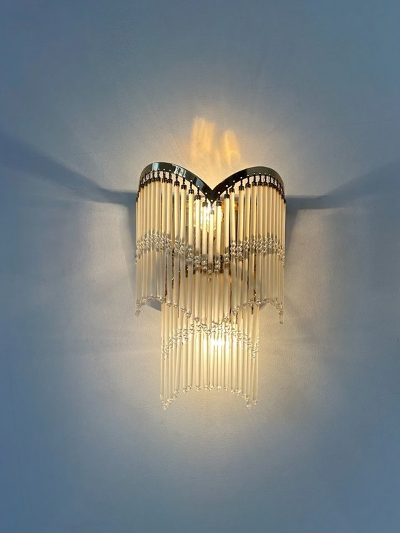 Pair of Vintage Wall lights, Brass and Glass Pendants, Italy 1970 (photo 3 of 8)