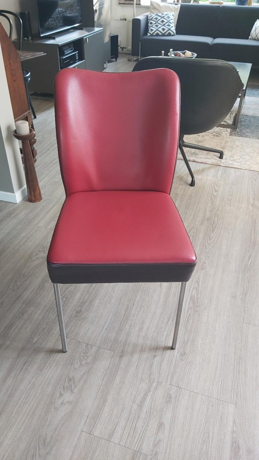 In Zeer Goede Staat Verkerende Design Eetkamerstoelen in Duoleer van Bert Plantagie – Leather, Metal (photo 2 of 6)