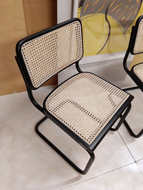 Image 1 of ALIVARMVSEVM 104. SET of 2 CESCA B32 Chairs (NEW) in Black Frame Limited Edition 