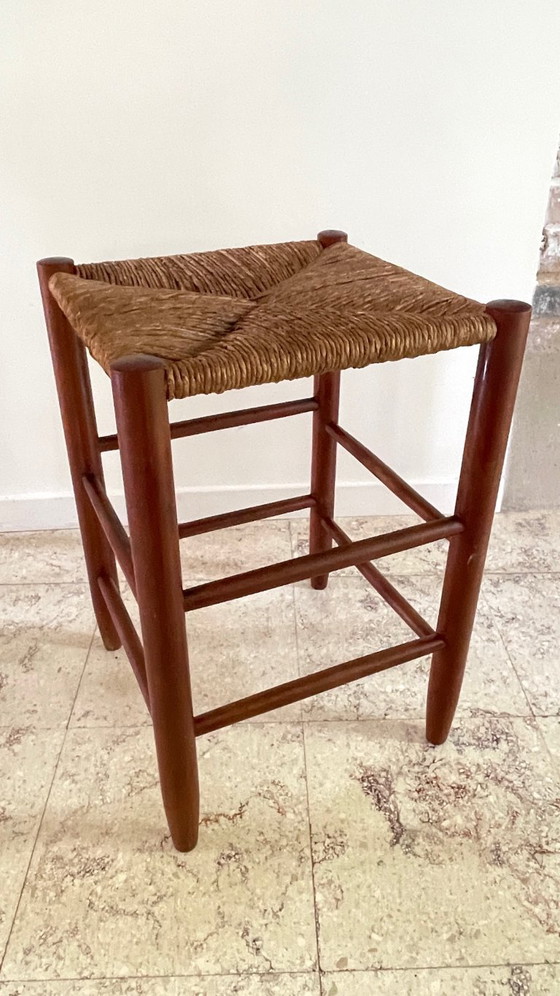 Image 1 of Vintage Geometric Straw Stool
