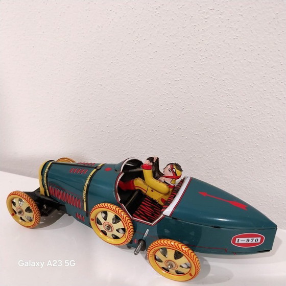 Image 1 of Vintage blikken speelgoed - Bugatti T-35 Racer | Wind-Up auto | Retro verzamelobject met originele doos - 20 cm