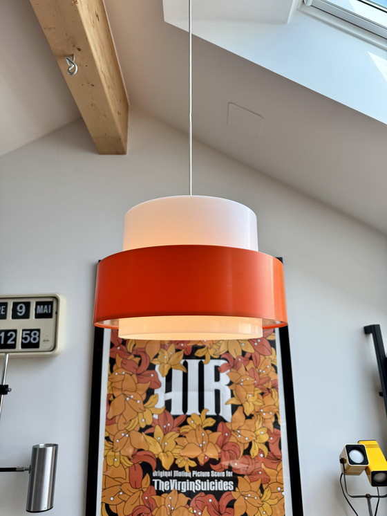 Image 1 of Uno & Östen Kristiansson für Luxus Vintage Pendelleuchte 'Cylindus' Schweden 1970er | Mid Century Modern Deckenleuchte
