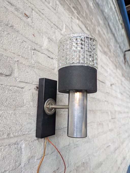 Vintage wall lamp - crystal/steel - Germany 1960