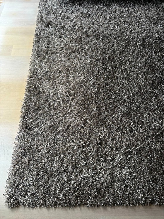 Image 1 of Alfombra cuadrada de pelo alto, marrón/gris (270x270)