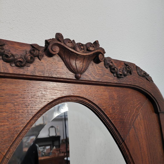 Image 1 of Specchio antico da camino rurale, taglio sfaccettato a specchio