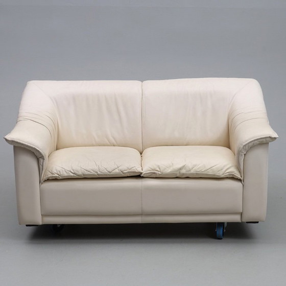 Image 1 of Ensemble de canapés vintage en cuir 2 pièces — 2 places + 3 places — Seconde moitié du XXe siècle