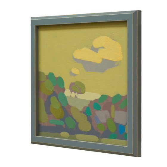 Image 1 of "Casa nella foresta", dipinto unico, pezzo unico dipinto a mano, 22 x 22 cm, con cornice