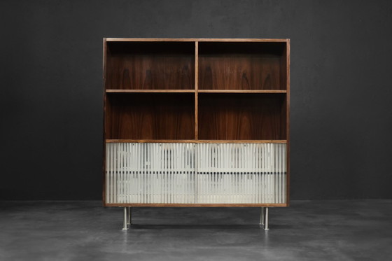 Image 1 of Buffet haut vintage en bois de rose avec verre, Mid Century Scandinavian Modern, 1960s