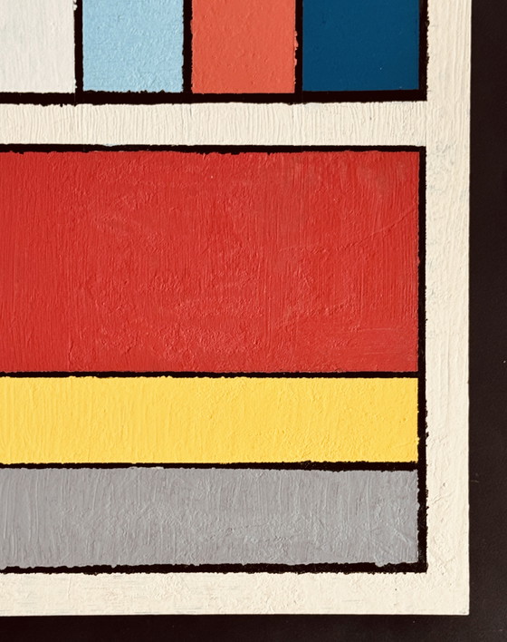 Image 1 of Shozo Hirai - Prachtig constructivistisch schilderij circa 1980