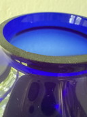 Vase verre soufflé cobalt Art Déco