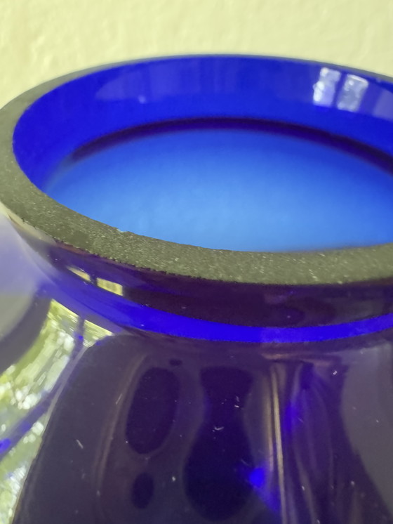 Image 1 of Jarrón Art Decó de vidrio soplado cobalto