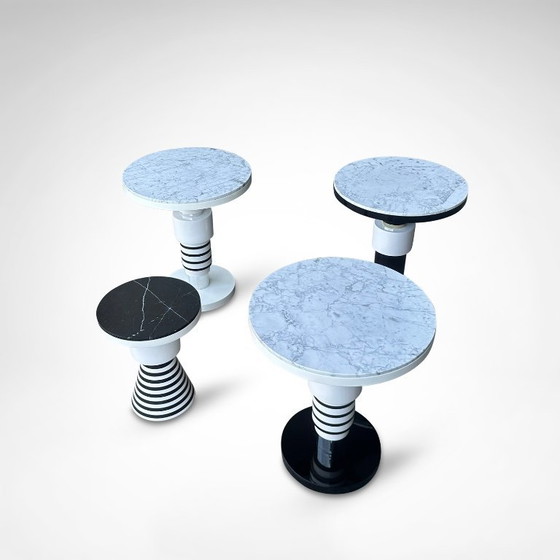 Image 1 of hand crafted side table of ceramic and marble in memphis style by Casalto 2020, set of 4