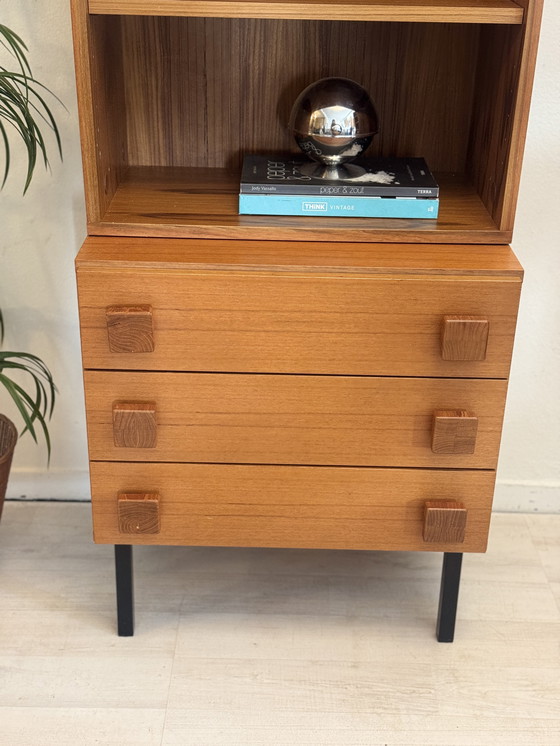 Image 1 of Vintage bookcase with drawers teak 1960s
