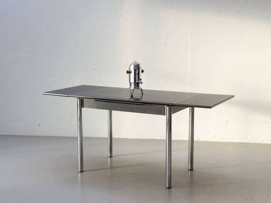 Image 1 of Extendable dining/kitchen table with chrome frame, 1980s