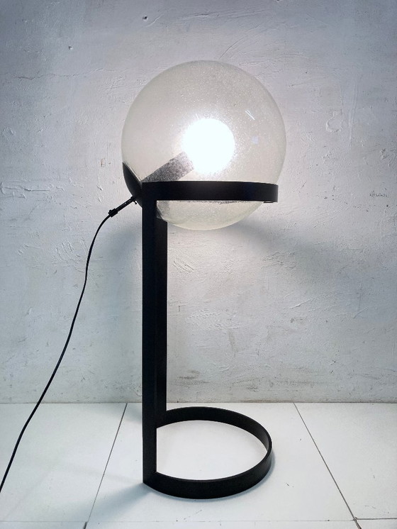 Image 1 of Space Age floor lamp, globe lamp, glass and metal, 70s design