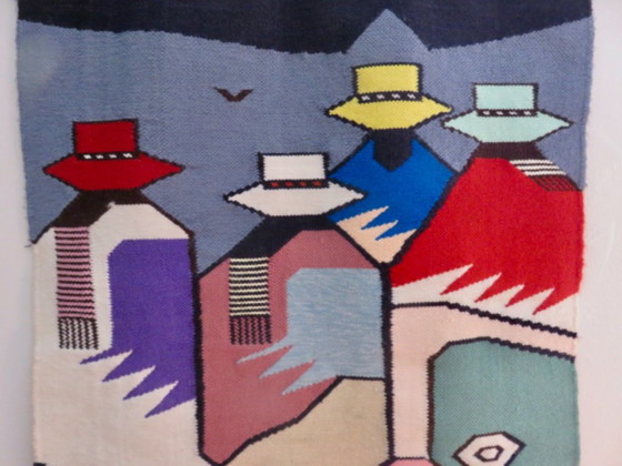 Large wool tapestry, Colombia, hand-woven, folk art, South America, 1970 – Wall decoration (photo 2 of 14)