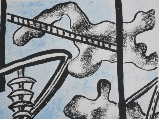 Fernand LEGER : Les Constructeurs (Bleu), Lithographie Signée – Lithographies et sérigraphies, Paper (photo 7 of 9)