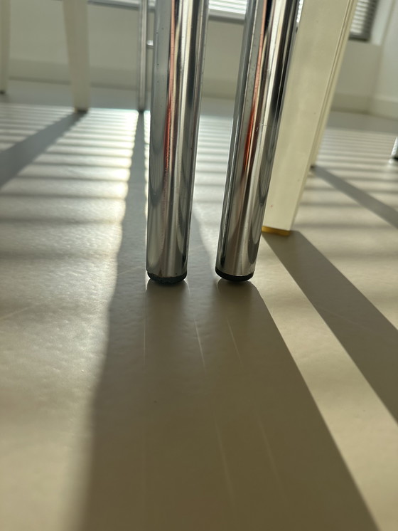 Image 1 of Vintage Chrome Dining Table Bauhaus Style Smoked Glass