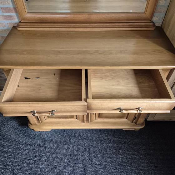 Image 1 of Pine sideboard with freestanding mirror with original hinges and locks