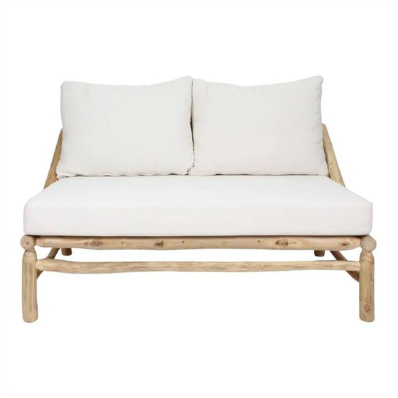 Arcila 2-seater wooden bench – 2 seaters, Textile, Rustic (photo 3 of 4)