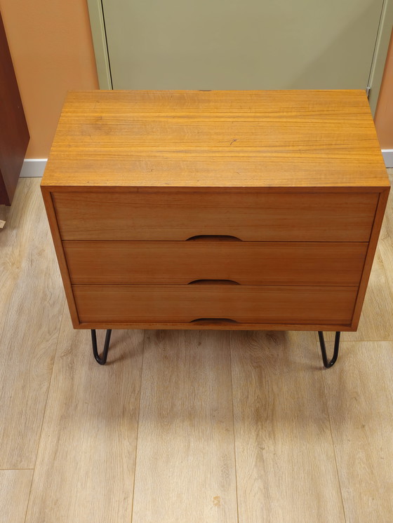 Image 1 of Vintage Chest of Drawers Small Drawer Cabinet Small Cabinet Hairpin Legs