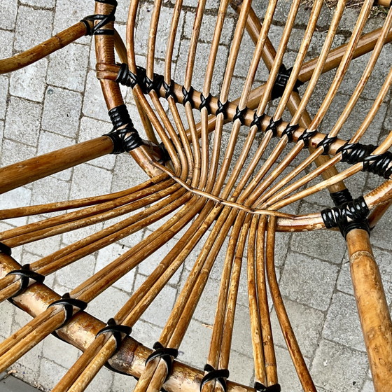 Vintage Rattan Peacock Armchair – France, 1970s – Plastic (photo 6 of 10)