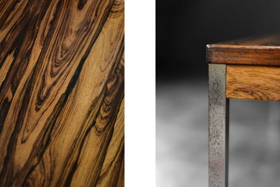 Image 1 of Tavolino da caffè grande vintage Mid-Century moderno in palissandro e alluminio di HMB Möbler Rörvik, Svezia, anni &#39;60